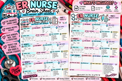 ER Nurse Brain Sheet | 6-Patient Emergency Room Organizer