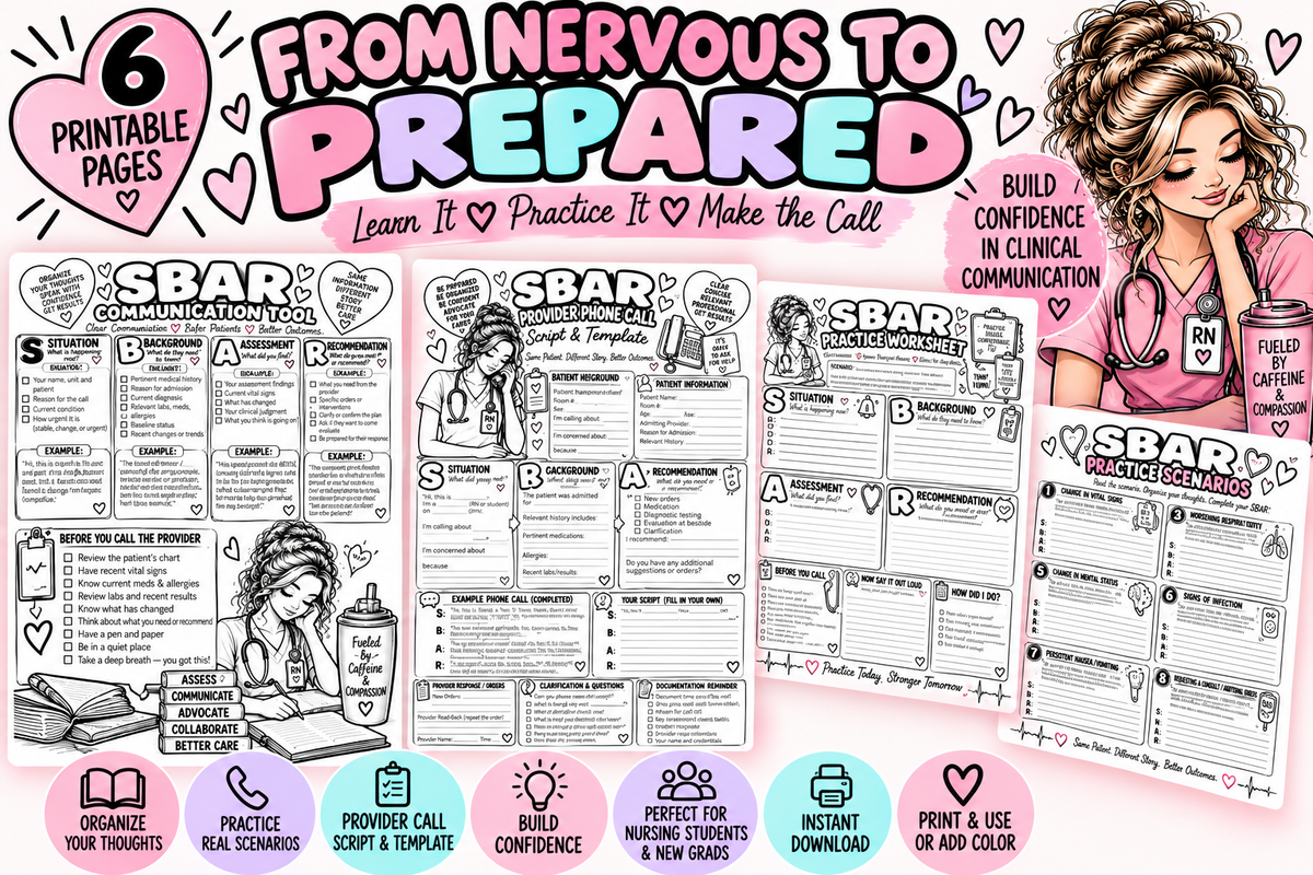 SBAR Nursing Bundle | Nursing Student Communication Worksheet