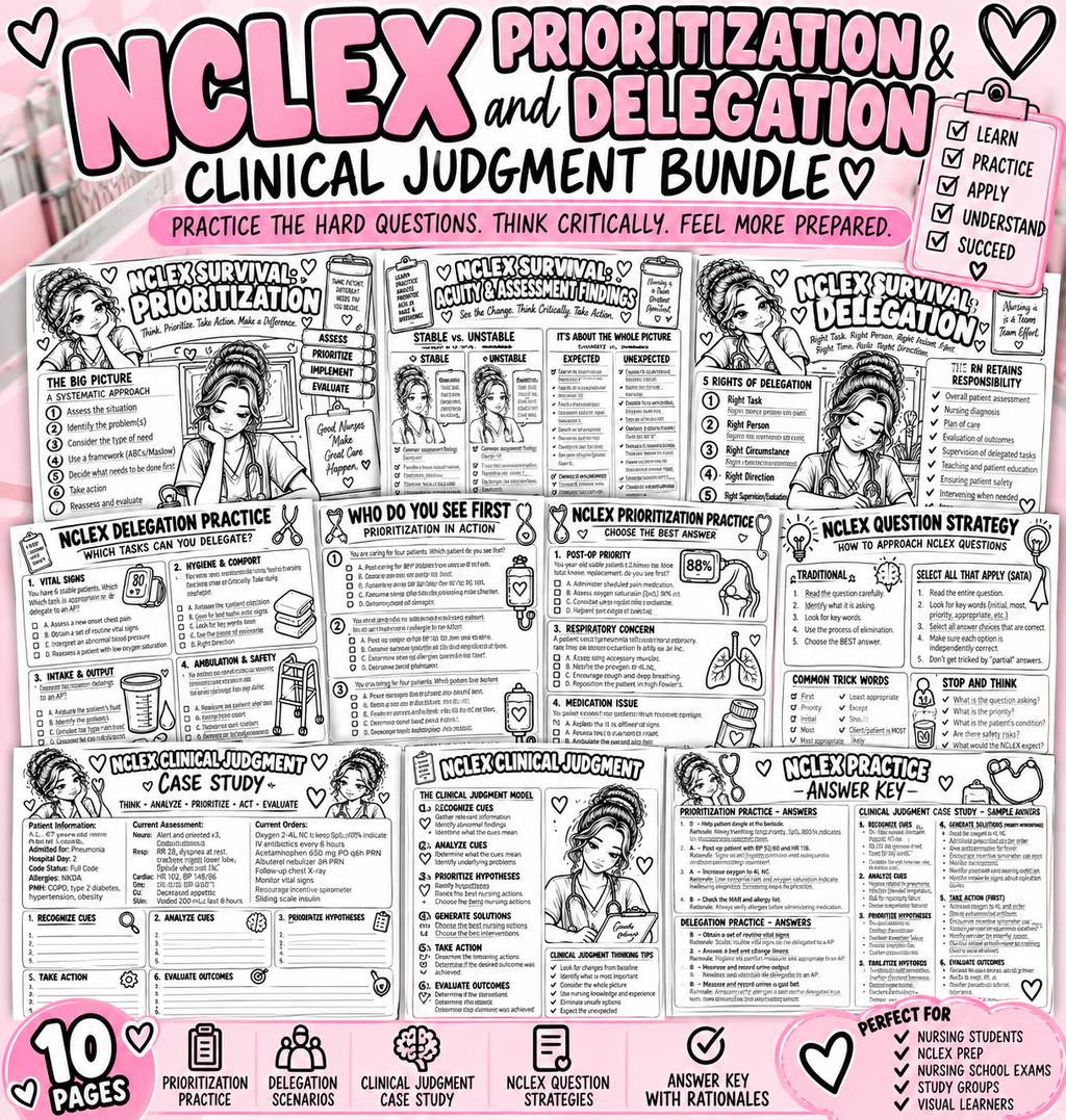 NCLEX Prioritization & Delegation Bundle | Clinical Judgment Practice