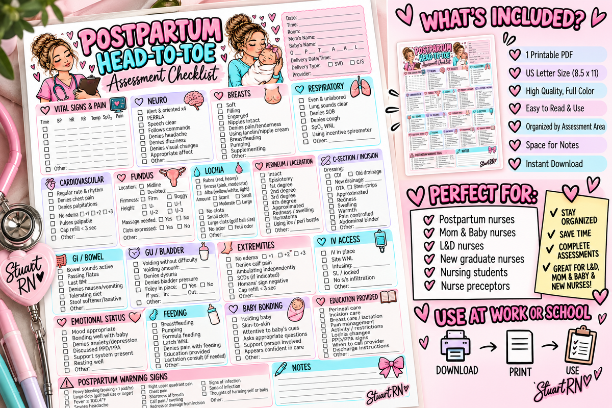 Postpartum Nurse Assessment Checklist | Mom & Baby Head-to-Toe
